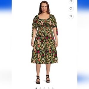 Terra & Sky Black Floral Midi Dress